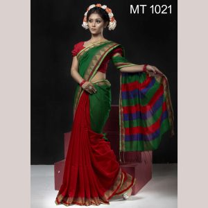 টাঙ্গাইল তাঁতের হাফ সিল্ক সফ্ট শাড়ী ব্লাউজ পিছ সহ (MT-1021)