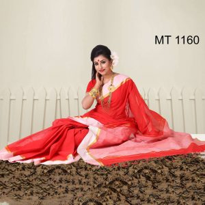 টাঙ্গাইল তাঁতের সুতি ভেলভেট পাড় শাড়ী ব্লাউজ পিছ সহ (MT-1160)