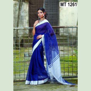 টাঙ্গাইল তাঁতের হাফ সিল্ক ভেলভেট পাড় শাড়ী ব্লাউজ পিছ সহ (MT-1261)