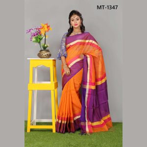 টাঙ্গাইল তাঁতের হাফ সিল্ক শাড়ী ব্লাউজ পিছ সহ (MT-1347)