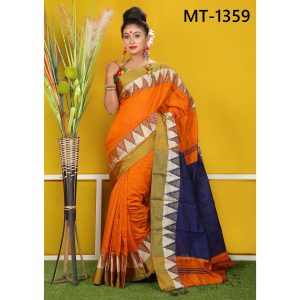 সফট হাফ সিল্ক টাঙ্গাইল তাঁতের শাড়ী ব্লাউজ পিছ সহ (MT-1359)