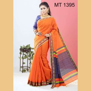 টাঙ্গাইল তাঁতের হাফ সিল্ক সফ্ট শাড়ী ব্লাউজ পিছ সহ (MT-1395)