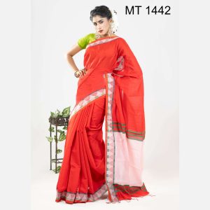 টাঙ্গাইল তাঁতের হাফ সিল্ক সফ্ট শাড়ী ব্লাউজ পিছ সহ (MT-1442)