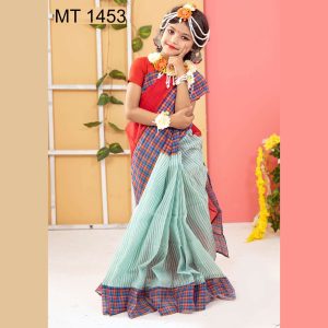 বাচ্চাদের রেডিমেড হাফ সিল্ক শাড়ী (MT-1453)