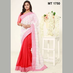 টাঙ্গাইল তাঁতের ডিজাইনার শাড়ী ব্লাউজ পিছ সহ (MT-1750)