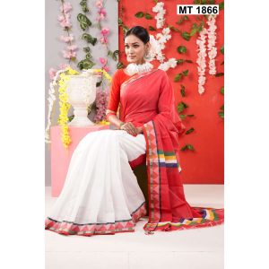 সফট হাফ সিল্ক টাঙ্গাইল তাঁতের শাড়ী ব্লাউজ পিছ সহ (MT-1866)