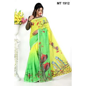 মাসলাইস সিল্ক ডিজিটাল প্রিন্ট শাড়ী (MT-1912)