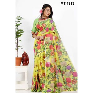 মাসলাইস সিল্ক ডিজিটাল প্রিন্ট শাড়ী (MT-1913)