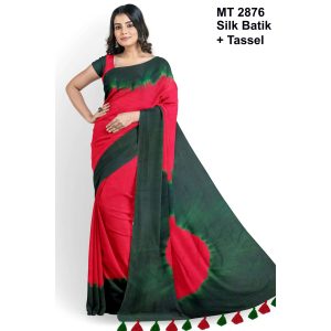 Silk Batik Saree with Tassle & Attached Blouse Piece (MT-2876)