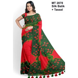 Silk Batik Saree with Tassle & Attached Blouse Piece (MT-2878)