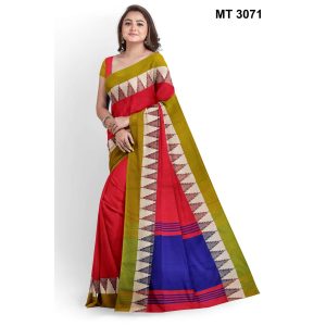 সফট হাফ সিল্ক টাঙ্গাইল তাঁতের শাড়ী ব্লাউজ পিছ সহ (MT-3071)