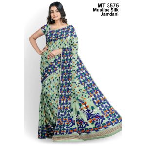 মাসলাইস সিল্ক জামদানি শাড়ী (MT-3575)