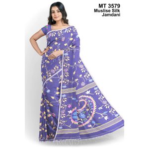 মাসলাইস সিল্ক জামদানি শাড়ী ব্লাউজ পিছ সহ (MT-3579)