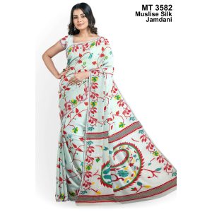 মাসলাইস সিল্ক জামদানি শাড়ী ব্লাউজ পিছ সহ (MT-3582)