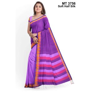 সফট হাফ সিল্ক টাঙ্গাইল তাঁতের শাড়ী ব্লাউজ পিছ সহ (MT-3756)