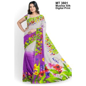 মাসলাইস সিল্ক ডিজিটাল প্রিন্ট শাড়ী (MT-3801)