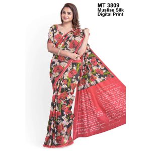 মাসলাইস সিল্ক ডিজিটাল প্রিন্ট শাড়ী (MT-3809)