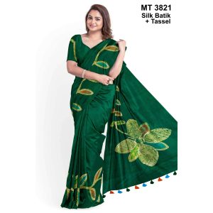 Silk Batik Saree with Tassle & Attached Blouse Piece (MT-3821)