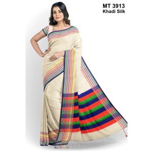 টাঙ্গাইল তাঁতের খাদি সিল্ক ধানছড়া পাড় শাড়ী ব্লাউজ পিছ সহ (MT-3913)