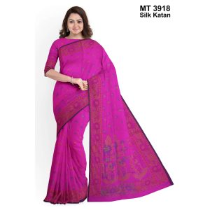 টাঙ্গাইল সিল্ক কাতান শাড়ী রানিং ব্লাউজ পিছ সহ (MT-3918)