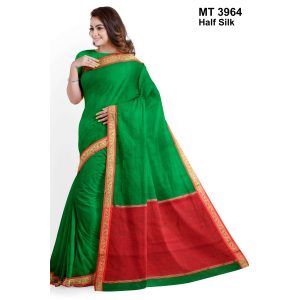 টাঙ্গাইল তাঁতের হাফসিল্ক গ্যাস পাড় শাড়ী ব্লাউজ পিছ সহ (MT-3964)