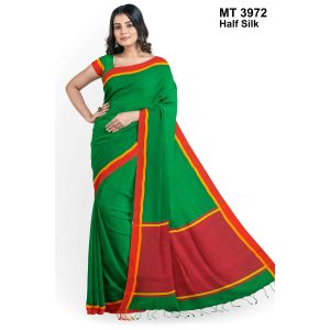 টাঙ্গাইল তাঁতের হাফসিল্ক শাড়ী ব্লাউজ পিছ সহ (MT-3972)