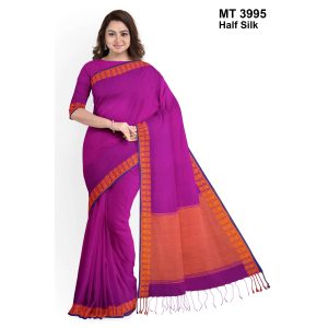 টাঙ্গাইল তাঁতের হাফসিল্ক শাড়ী ব্লাউজ পিছ সহ (MT-3995)