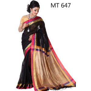 টাঙ্গাইল তাঁতের হাফ সিল্ক শাড়ী ব্লাউজ পিছ সহ (MT-647)