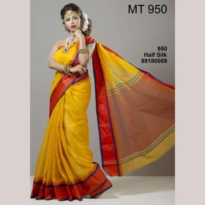 টাঙ্গাইল তাঁতের হাফ সিল্ক  শাড়ী ব্লাউজ পিছ সহ (MT-950)