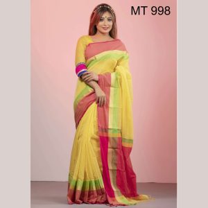 টাঙ্গাইল তাঁতের হাফ সিল্ক শাড়ী ব্লাউজ পিছ সহ (MT-998)